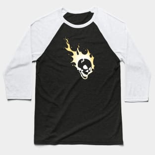 Flaming Skull Yellow Baseball T-Shirt